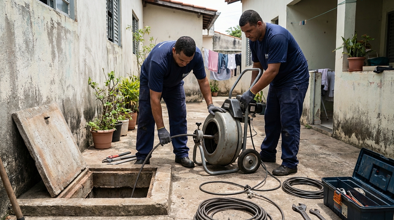 Desentupimento de Coluna Sanitária no Centro, Volta Redonda‑RJ